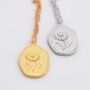 Daisy Flower Oval Pendant Necklace In Sterling Silver, thumbnail 6 of 10