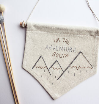 'Let The Adventure Begin' Embroidery Hanging Banner, 4 of 7