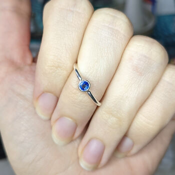 Blue Sapphire Bezel Ring, 2 of 2