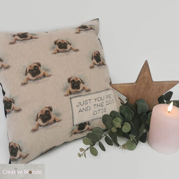 Custom Dog Gift Pug, Personalised Cushion, Pet Memorial, 4 of 12