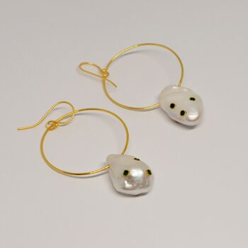 Baroque Pearl Gold Hoop Earrings, 4 of 7