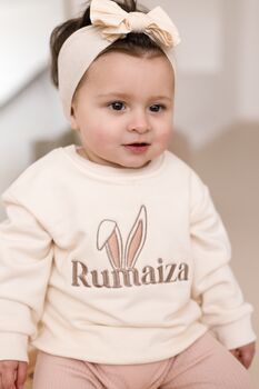 Easter Bunny Ears Personalised Name Embroidered Child's Sweatshirt Jumper, 5 of 7