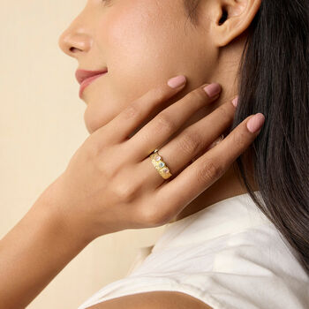 Molten 18ct Gold Plated Chalcedony Trio Ring, 3 of 5