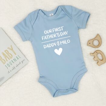 Our First Fathers Day Personalised Babygrow, 6 of 8