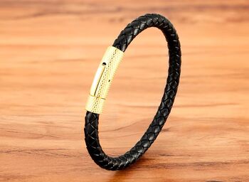 Braided Leather Plaited Bracelet Black Or Brown, 5 of 12