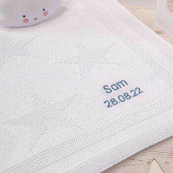 Toffee Moon White Star Christening Baby Blanket, 8 of 12