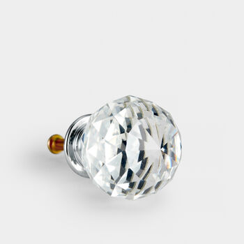 Clear Faceted Chrome Crystal Glass Cupboard Door Knob, 6 of 9