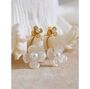 Monaco D’or Gold Pearl Daisy Flower Drop Hoop Earrings, thumbnail 1 of 3