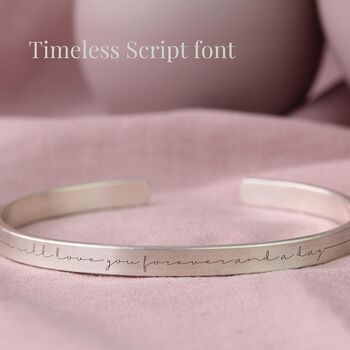 Cursive Personalised Silver Cuff Bracelet, 4 of 6