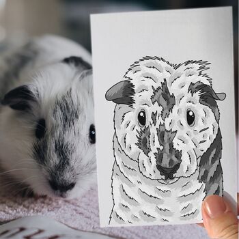 Personalised Guinea Pig Half Portrait Print, 3 of 11