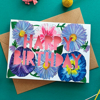 August Birth Flower Paper Cut Birthday Card, 2 of 4