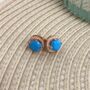 Round Turquoise 18k Rose Gold Plated Stud Earrings, thumbnail 1 of 5