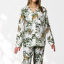 Giraffe And Leopard Print 100% Cotton Ladies Pyjamas In White, thumbnail 8 of 10