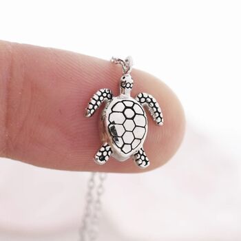 Sea Turtle Pendant Necklace In Sterling Silver, 4 of 11