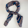 Navy And Orange Geometric Striped Silky Scarf, thumbnail 2 of 4