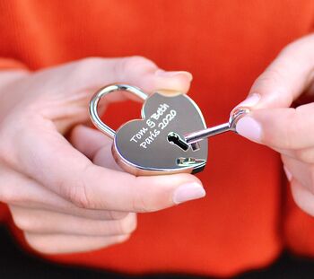 Personalised Rose Gold Plated Lovers Padlock, 4 of 11