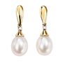 Freshwater Pearl And Diamond Drop Earrings In 9ct Gold, thumbnail 2 of 7