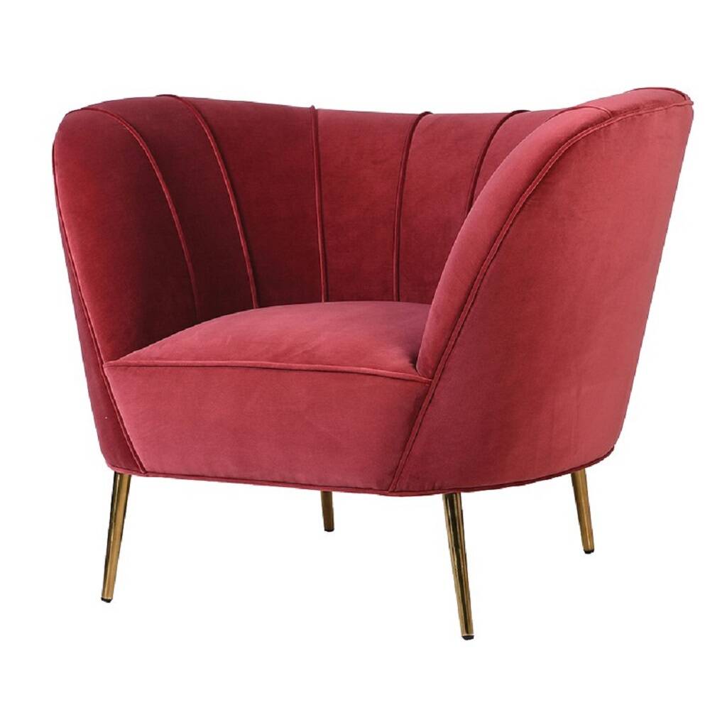 Cherry Pink Curved Ribbed Back Chair