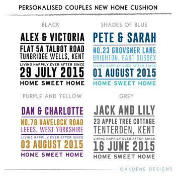 Personalised Couples New Home Cushion, 2 of 2