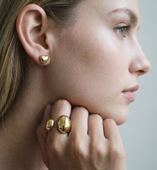 Kokoro Mini Heart Gold Stud Earrings, 4 of 5