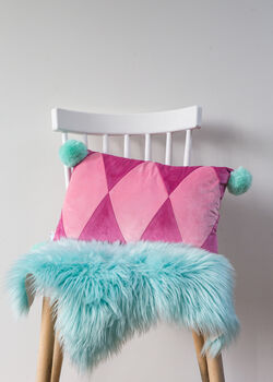 Harlequin Velvet Pompom Cushion, 4 of 5