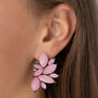 Pink Leaf Crystal Stud Earrings, thumbnail 2 of 3