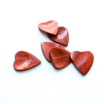 Valentines Day Gift Padauk Heart Shaped Guitar Pick, 7 of 8
