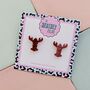 Red Lobster Glitter Resin Studs, thumbnail 3 of 4