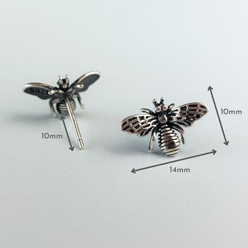 Sterling Silver Vintage Style Honey Bee Stud Earrings, 2 of 5