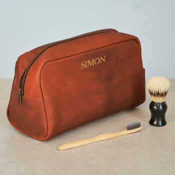Personalised Large Leather Wash Bag, 3 of 7