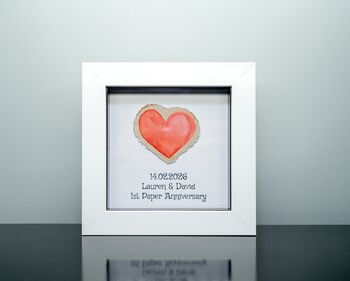 Personalised 1st Paper Anniversary Paper Heart Small Frame, 5 of 7
