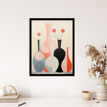 Shadow Vase Symmetry Elegant Pink Orange Wall Art Print, 4 of 6