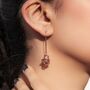 Long Knotted Rose Gold Plated Silver Drop Earring, thumbnail 3 of 7