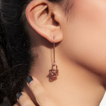 Long Knotted Rose Gold Plated Silver Drop Earring, 3 of 7