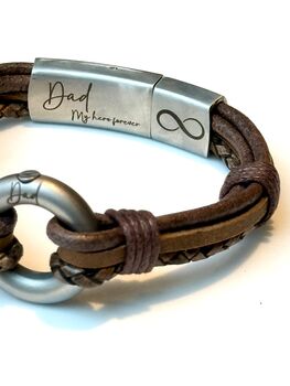 Personalised Mixed Brown Leathers Memorial Bracelet With 'Circle Of Life' Urn For Ashes, 4 of 11