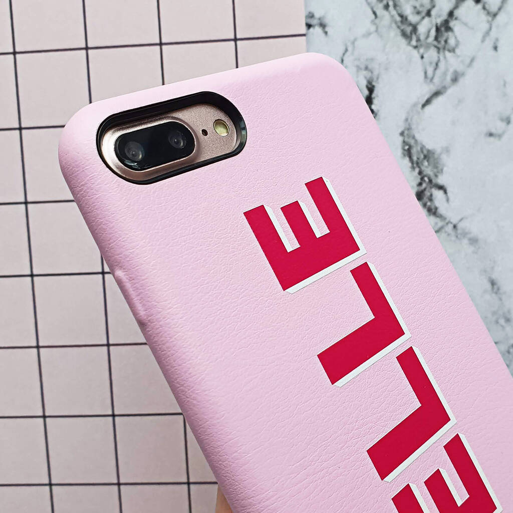 Pink Faux Leather Printed Monogram Phone Case By Rianna Phillips