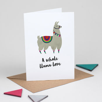 Llama Funny Valentine's Card 'A Whole Llama Love', 2 of 3