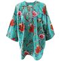 Teal Exotic Flower Print Cotton Summer Jacket, thumbnail 2 of 2
