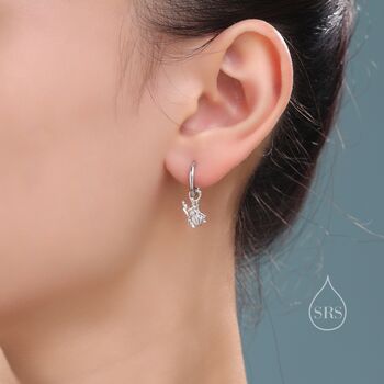 Sterling Silver Stag Beetle Huggie Hoop Earrings, 6 of 11
