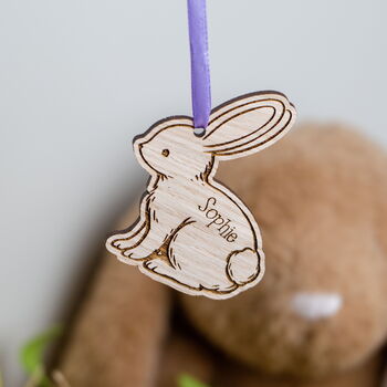 Personalised Wooden Bunny Easter Basket Name Tag, 3 of 8