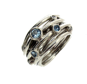 Sterling Silver Aquamarine Coil Ring, 2 of 6