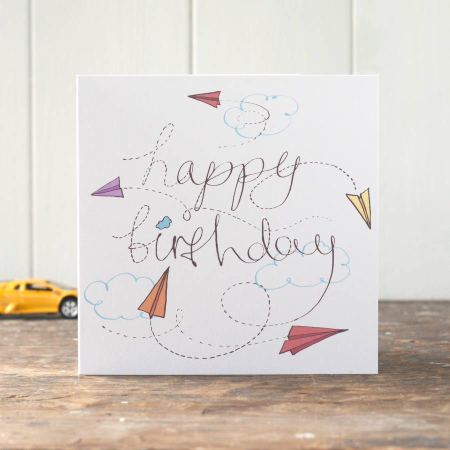 boys paper plane happy birthday card by inkpaintpaper ...