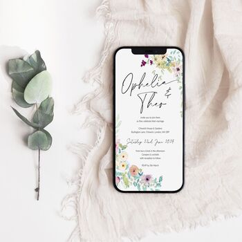 Botanical Digital Wedding Evite Or Printable Invitation, 6 of 6