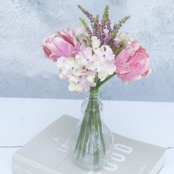 Soft Pink Artificial Bouquet In Light Bulb Vase, 3 of 7