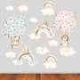 Floral Bunnies Clouds And Rainbows Wall Sticker Set, thumbnail 5 of 5