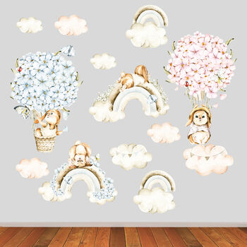 Floral Bunnies Clouds And Rainbows Wall Sticker Set, 5 of 5