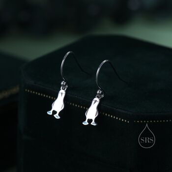 Sterling Silver Blue Footed Boobie Drop Hook Earrings, 6 of 10