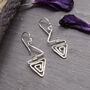 Sterling Silver Dangly Textured Triangle Swirl Earrings, thumbnail 1 of 4