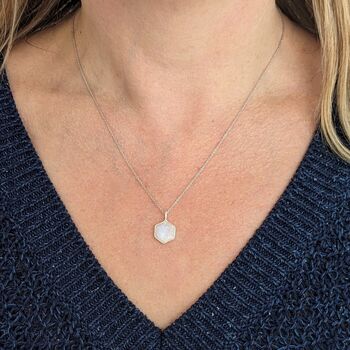 The Hexagon Moonstone Silver Gemstone Necklace, 2 of 6