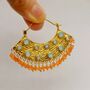 Aqua Blue Chalcedony, Carnelian Gold Earrings, thumbnail 3 of 5